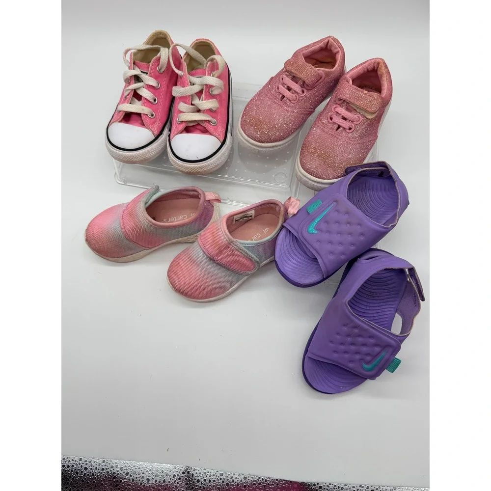 Toddler Girl Shoes Lot Size 6 Nike Converse Sneakers Sandals Pink Purple